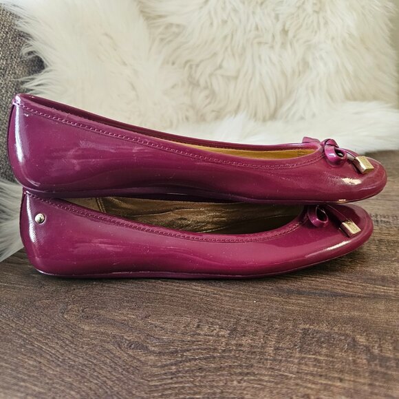 Coach Dotty Leather Ballet Flats, in Glosssy Magenta/Pink 6 B - Picture 5 of 8